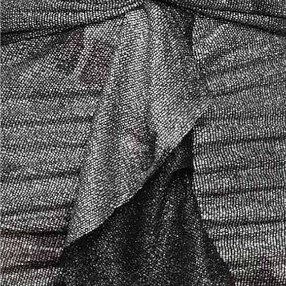 ba&sh Silver Bodycon Dress with Ruched Wrap Design - Picture 4 of 4